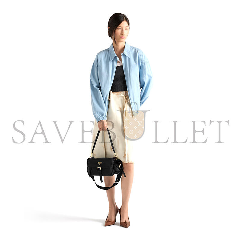 PRADA EXPLORE MEDIUM NAPPA LEATHER SHOULDER BAG WITH FLAP 1BD394 (30*14*10cm)